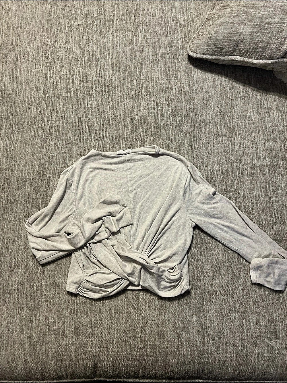 Live in the Moment Ruched Long Sleeve Top in White Size Large